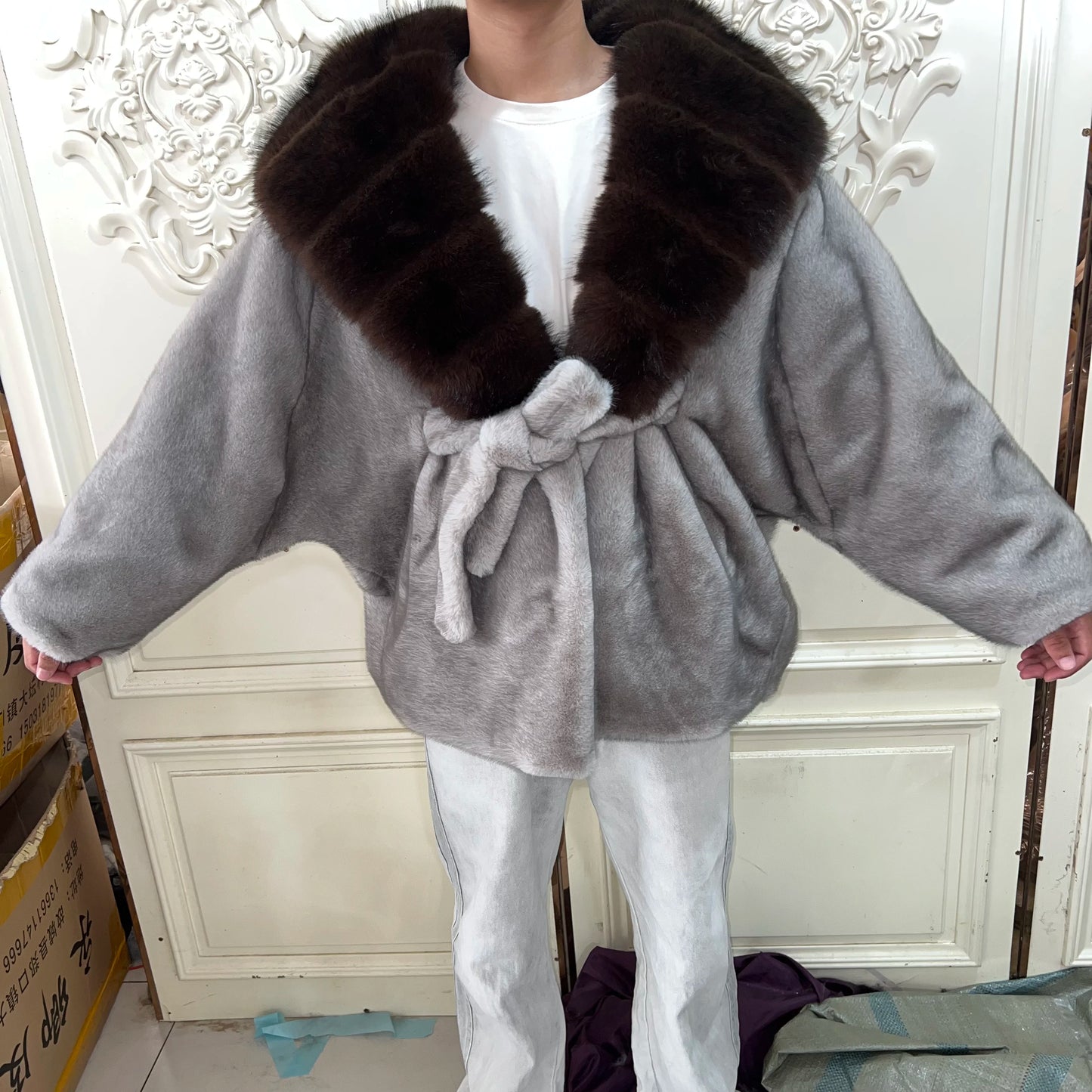 Artificial Imitation Mink Fur Fashionable Korean Style Loose Women's Hat Jacket Fur Coat