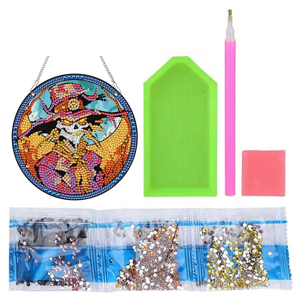 Special Shape Halloween Pumpkin Carriage 5D DIY Diamond Painting Dots Pendant Rhinestone Diamond Art Pendants for Wall Window