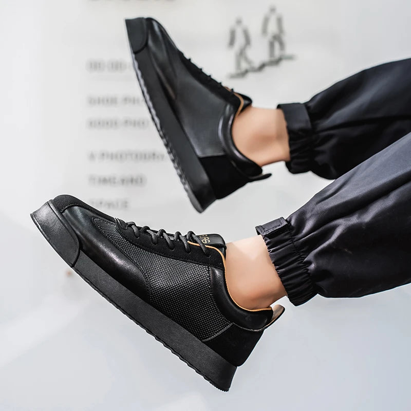 Luxury Fashion Men's Casual Shoes Leather Walking Sneakers Retro Platform Sport Shoes Comfortable Flats for Men Zapatos Hombre