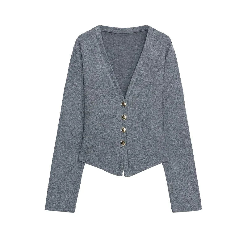 Casual Knitted Pant Suit Women Solid V-neck Full Sleeve Button Jacket Wide Trouser 2025 Autumn Fashion 2 Pieces Set Lady Outfits