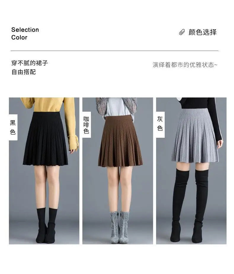 Spring Fashion Korean New Student A-line Half Skirt Women Solid Elastic High Waist Shirring Design Versatile Pleated Half Skirts