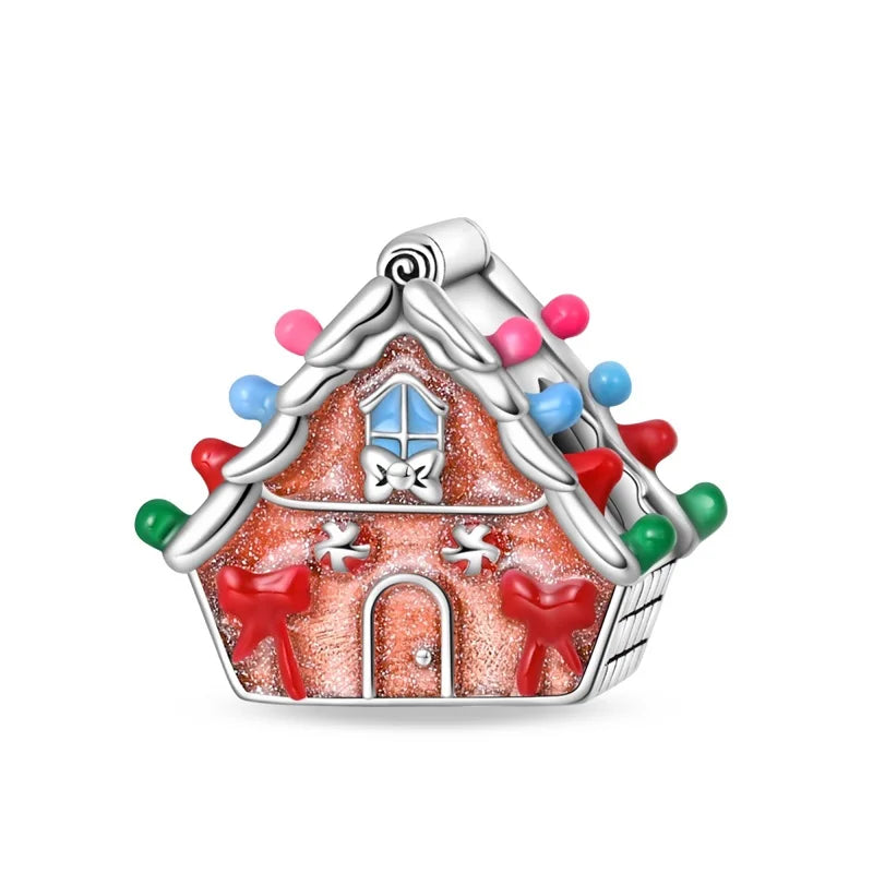 New Fireplace Snowman Sweater Sweet Romantic Christmas Winter Theme Charms Beads Fit Pan 925 Original Bracelets DIY Fine Jewelry