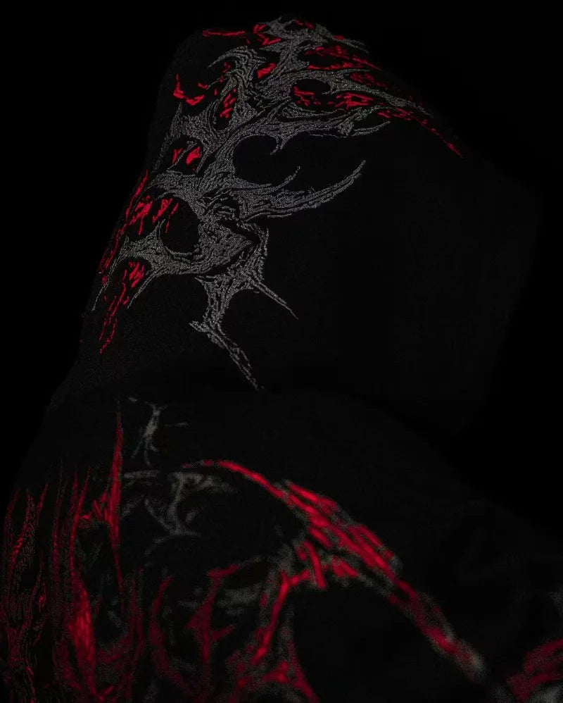 Streetwear Goth Harajuku dark skull men hoodie American top brand personality large pattern clothing fashion loose sweatshirt