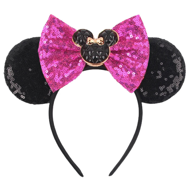 2025 New Halloween Mickey Mouse Ears Headbands Sequins Hair Bow Women Festival Party Cosplay Hairband Gift Kids Hair Accessories