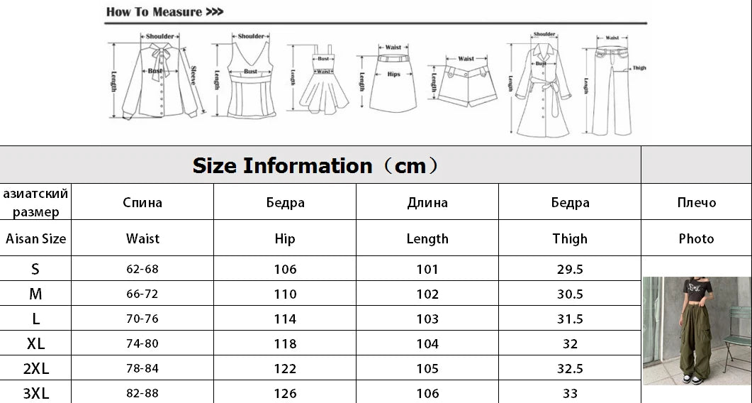 Women's loose oversized multi pocket black multi-color casual pants with wide legs