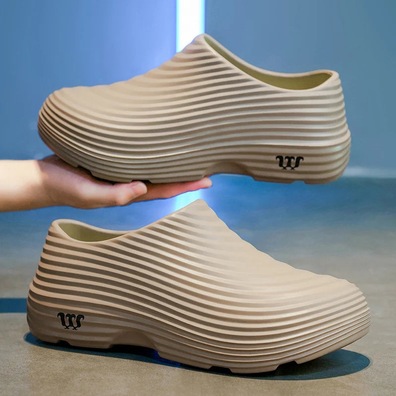 Waterproof Rubber Sandals Soft Comfort Kitchen Chef Shoes for Men Summer Beach Shoes Yacht Outdoor Casual Camping River Creek