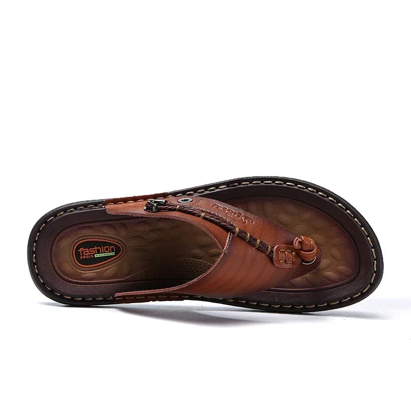 Men Handmade Braided Rope Flip-flops Mixed Colors Low Gang Summer Casual Outdoor Breathable Beach Shoes Non-slip Oxfords Slides