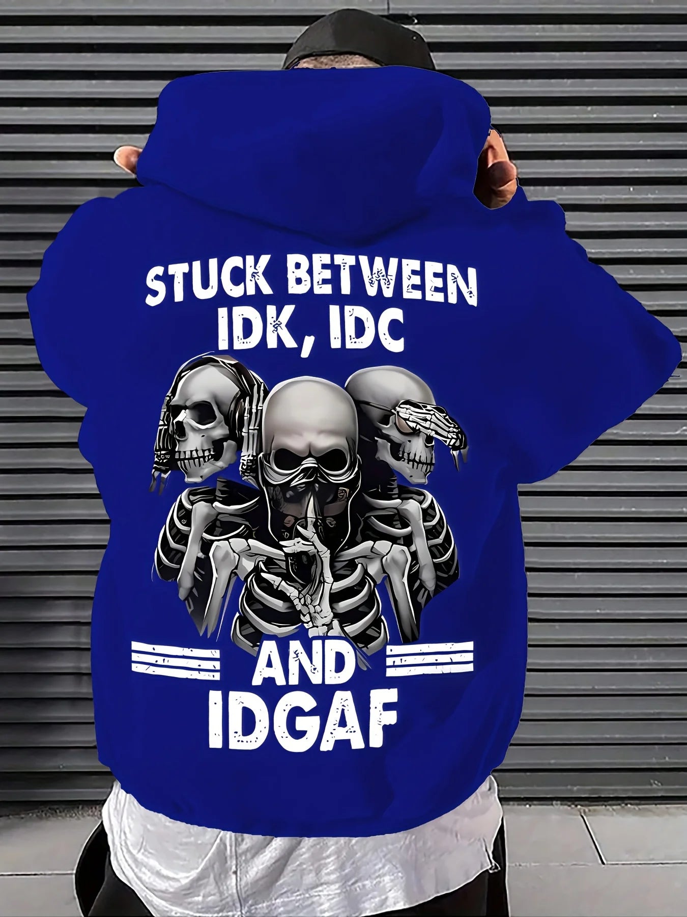 European and American fashion autumn men's skull print micro elastic comfortable hooded sweatshirt outdoor street style clothing