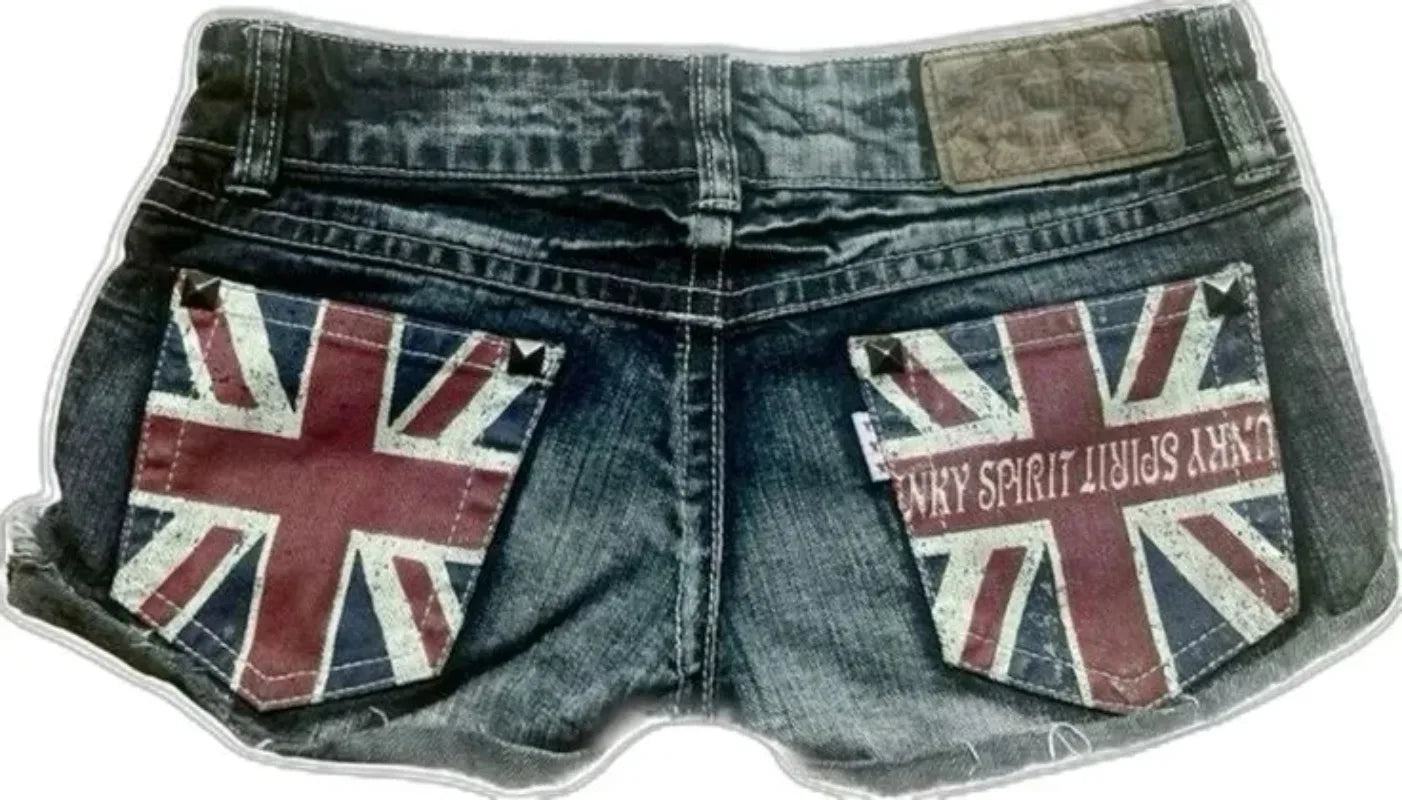British and American Retro Jeans Washed Shorts Women's Y2K New Harajuku Flower Embroidery Gothic Sexy Spice Mini Denim Shorts