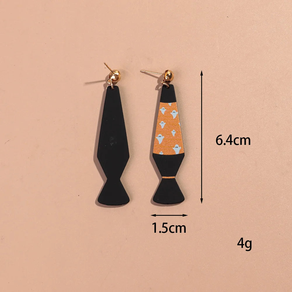 Halloween Day Acrylic Iridescent Colorful Lava lamp Earring for Women Cartoon Ghost Wave Point Drop Earrings 2024 Jewelry