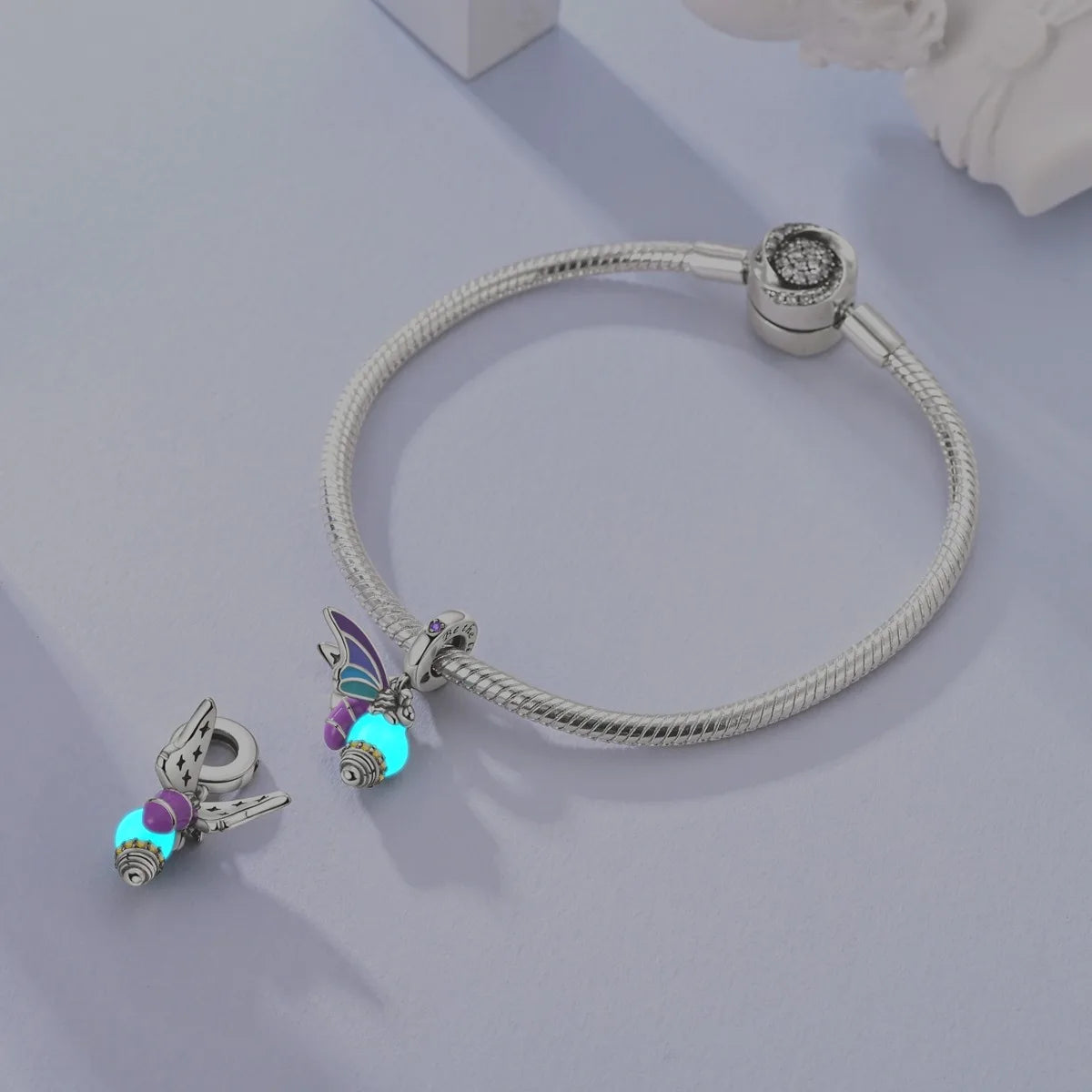 Hot Sale Night Glow Firefly Charm Beads For 3mm 925 Original Bracelet Women 925 Silver Pendant Bead DIY Jewelry Gift