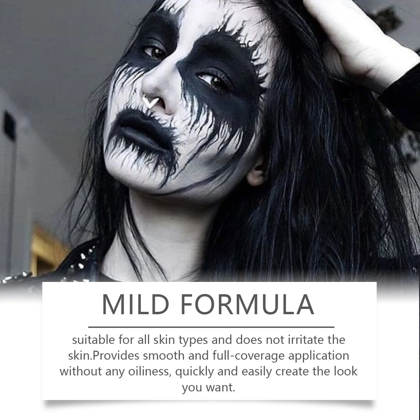 Halloween Party Liquid Face and Body Paint Black White High Coverage Long Lasting Color Vampire Makeup DIY for Paint Party 120ml