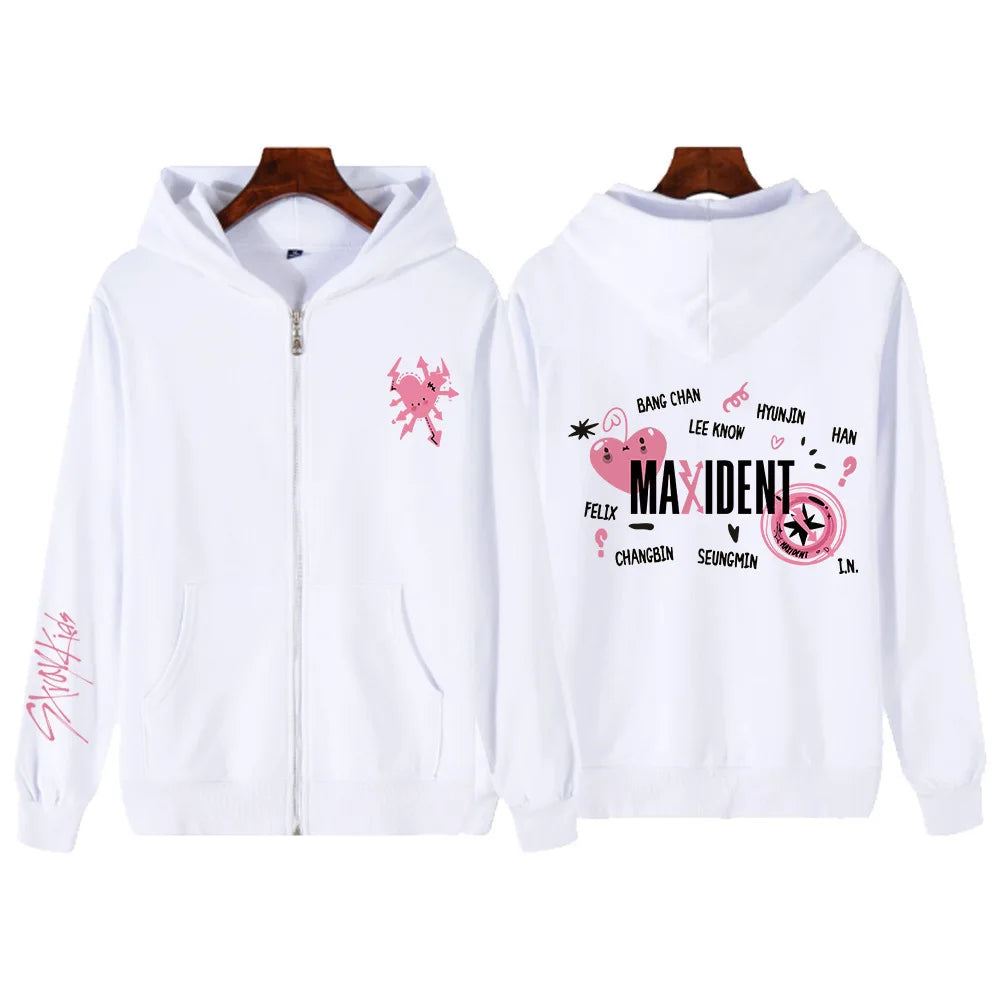 Kpop New Stray Kids Maxident Concert Same Style Hoodie Casual Hooded Sweatshirt