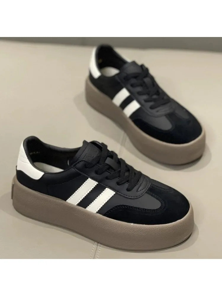 Spring and Autumn New Korean version Fashion Casual color Bock Thick sole Women's Versatile Comfortable Vulcanized Shoes 2025