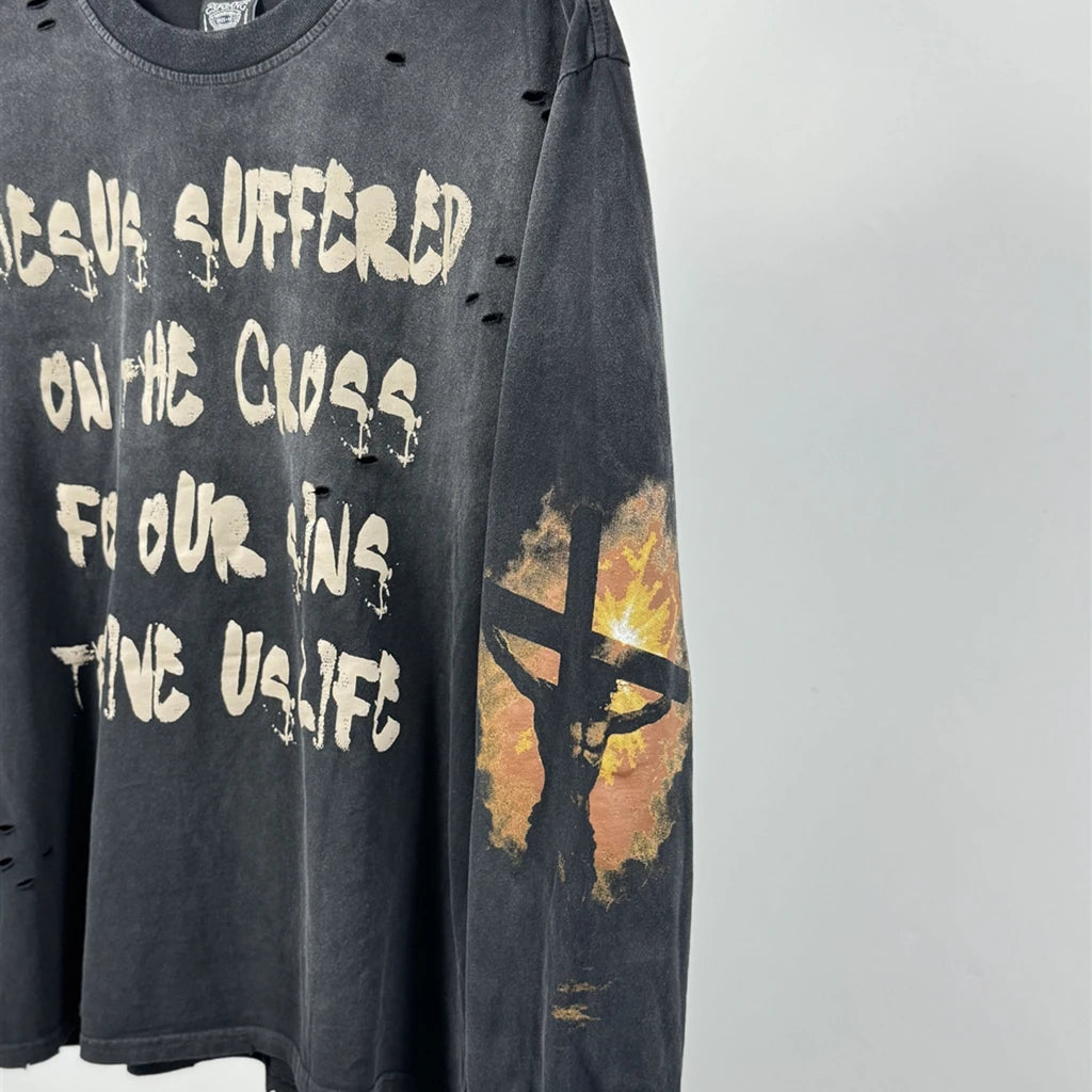 SAINT OF MICHAEL American Style Quality Streetwear Vintage Clothing Tops Loose Oversized Printed Tee 100%Cotton T Shirt Men