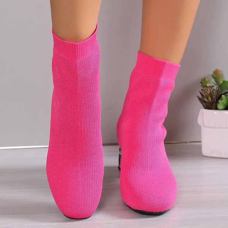 Elastic Socks Boots Women Fashion Ankle Boots Woman High Heel Thicks Heel Short Boots Ladies Sexy Platform Shoes Women Boot