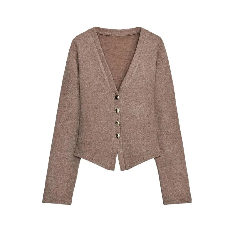 Casual Knitted Pant Suit Women Solid V-neck Full Sleeve Button Jacket Wide Trouser 2025 Autumn Fashion 2 Pieces Set Lady Outfits