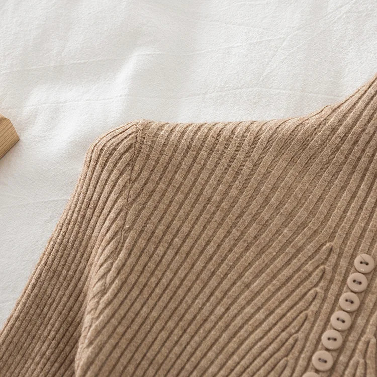 Women Turtleneck Pullovers Autumn Winter Jumper Knitted Basic Top Fashion Solid Color with Button Long Sleeve Ladies Sweater