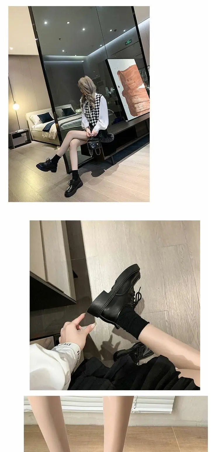 Women's Shoes Platform Round Toe British Style All-Match Oxfords Casual Female Sneakers Shallow Mouth Flats Autumn Loafers With