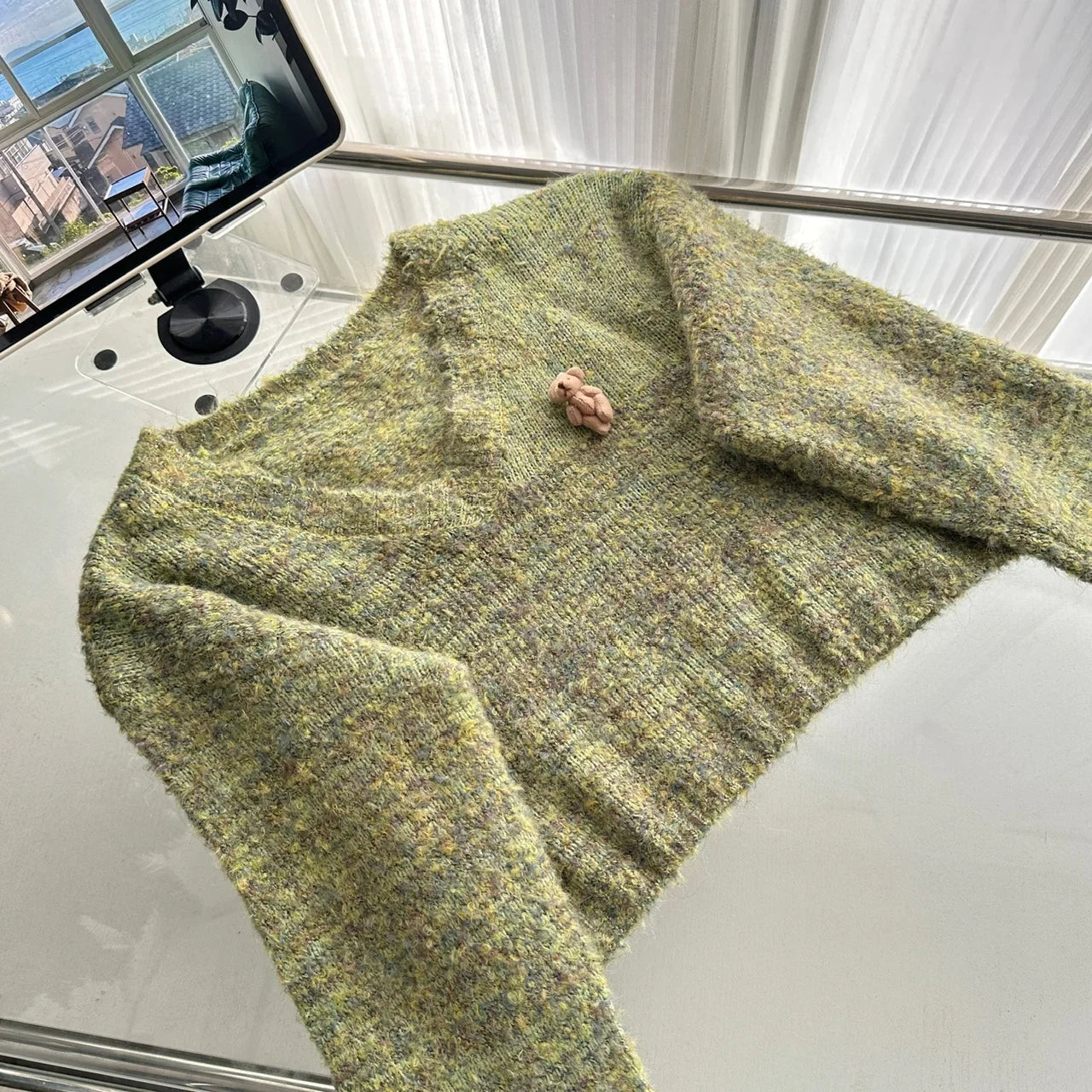 Autumn Winter Korean Cute Knitt 3 Piece Set Women Y2k Outfits Long Sleeve Crop Sweater + Knit Lapel Tank Tops + Mini Plaid Skirt