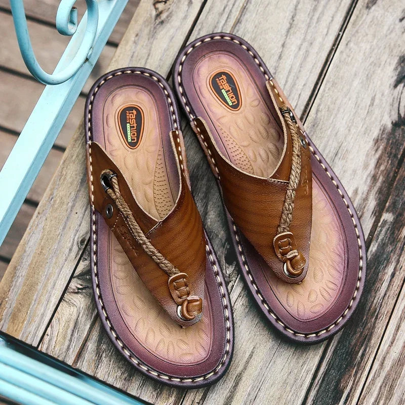 Men Handmade Braided Rope Flip-flops Mixed Colors Low Gang Summer Casual Outdoor Breathable Beach Shoes Non-slip Oxfords Slides