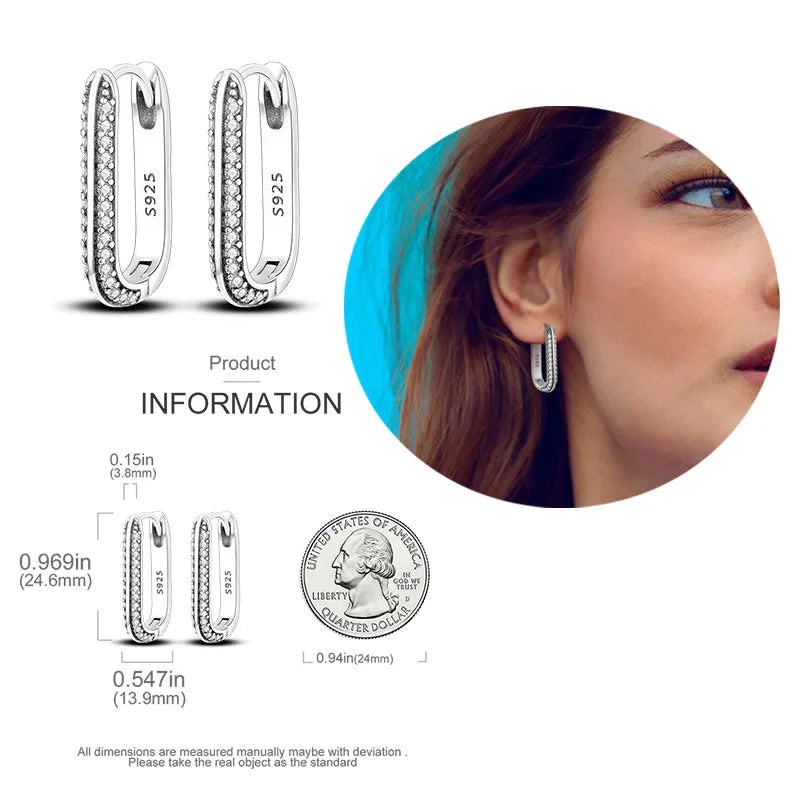 925 Silver Hoop Earrings For Woman Pendientes Zircon Heart Shape Star Eardrop Original Earring Fashion Jewelry