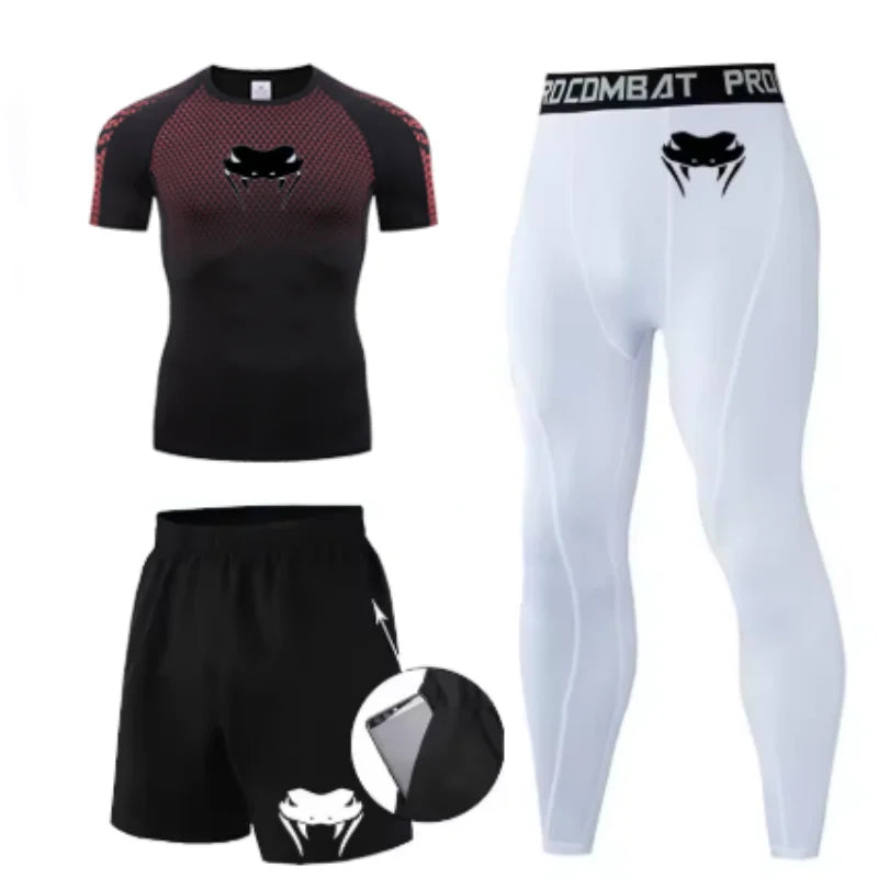 New MMA T-shirts+Pants Set Jiu jitsu Rashguard Men Bjj Muay Thai Jerseys Long Sleeve Boxeo Clothing Gym rshirt Tops Pants Shorts