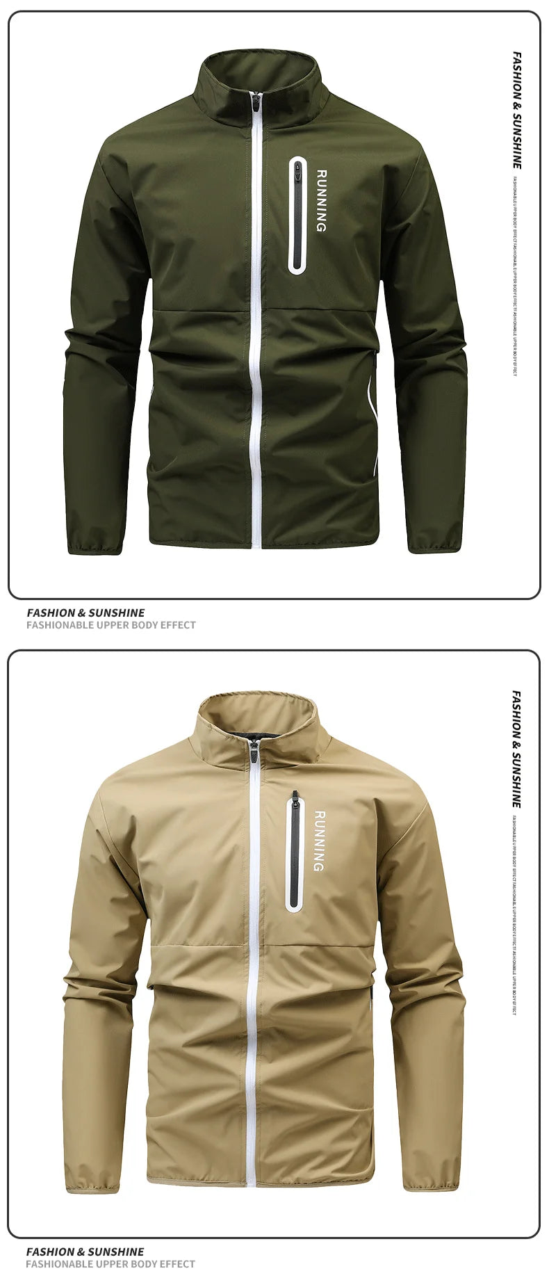 Outdoor Running Sports Jacket Mens Autumn New Casual Vertical Collar Loose Windproof Coat Hiking Fishing Zipper Baseball Jackets