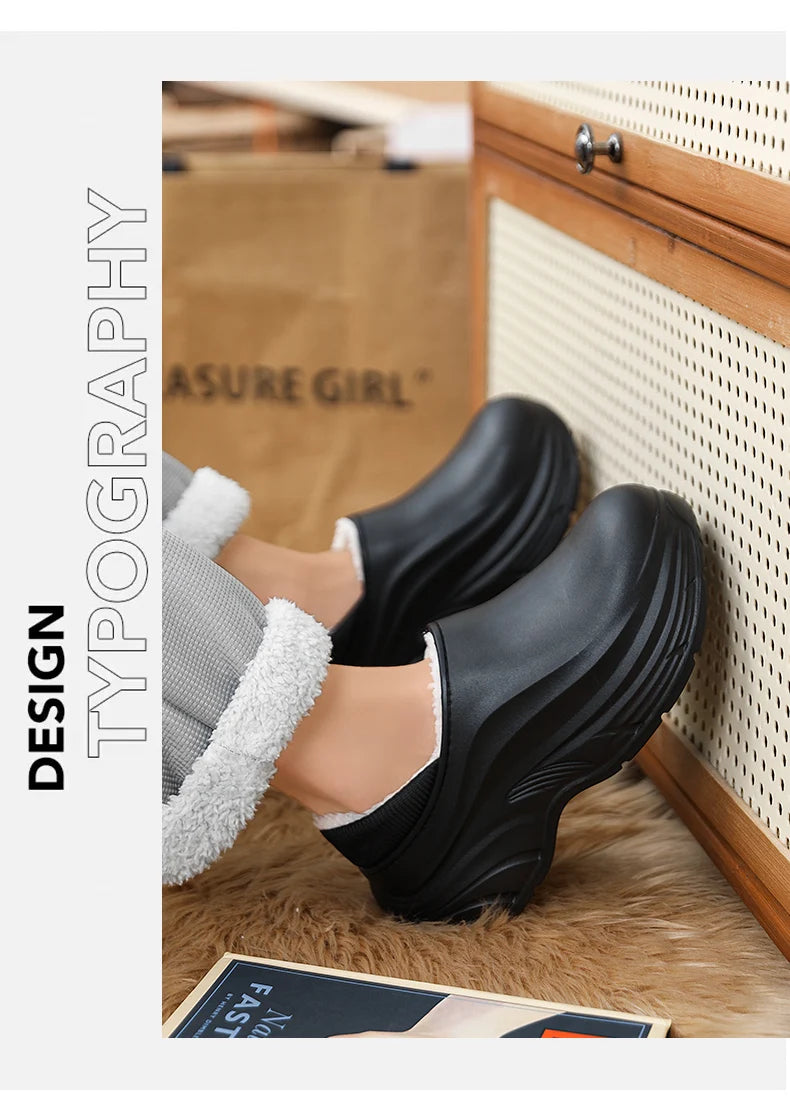 Unisex Home Slipper 2024 New Winter Waterproof EVA Slippers Plush Warm Lining Man House Warm Clogs High Quality Women Shoe