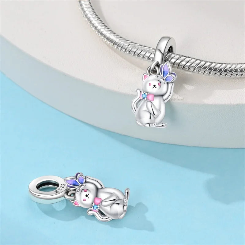 S925 Sterling Silver Owl Squirrel Bear Hedgehog Cute Animal Series Creative Charms Beads Fit Pan Original Bracelets DIY Jewelry