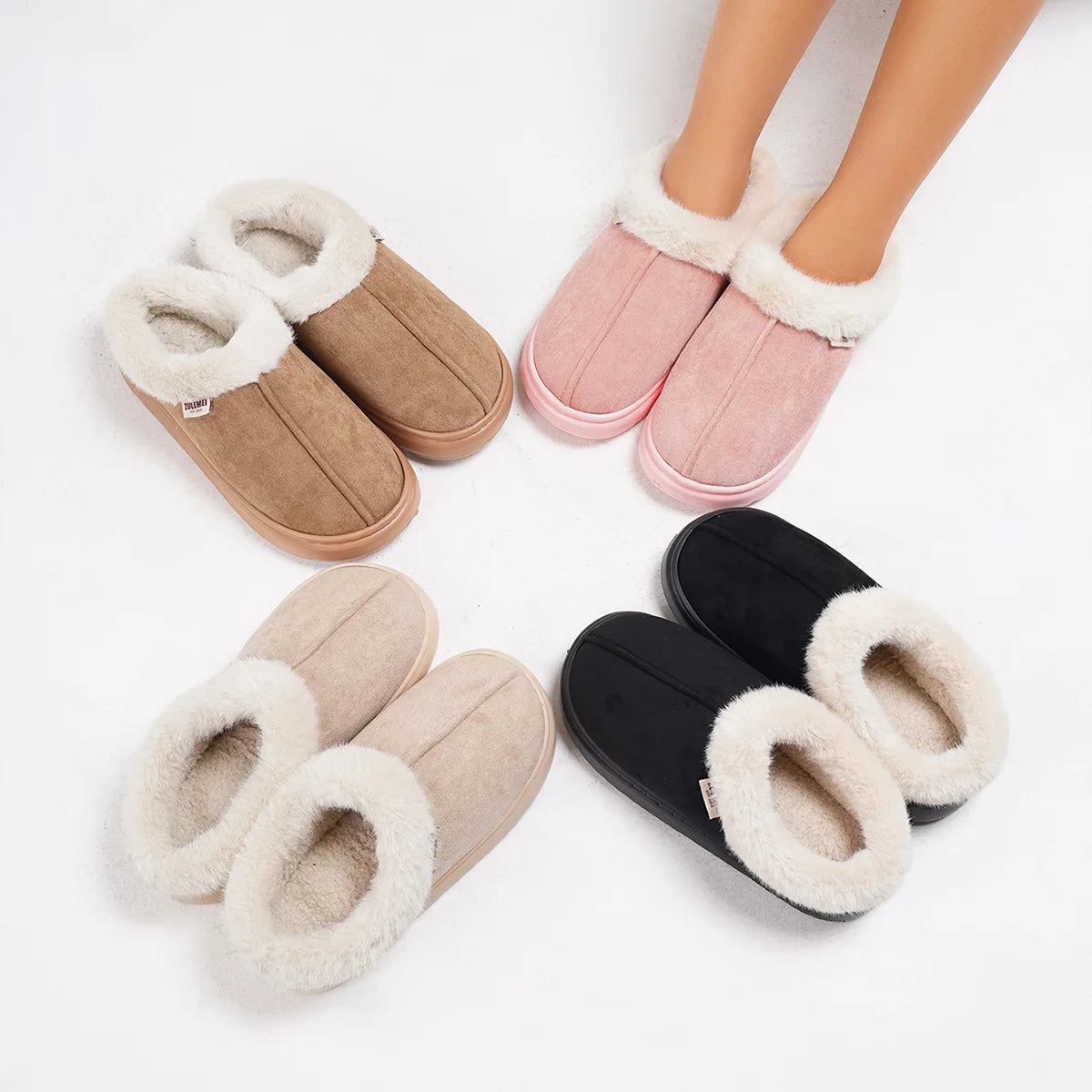 Winter Women Shoes Casual House Shoes For Men 2025 Outdoor Warm Cotton Shoes For Women Indoor Plush Padded Slippers Female