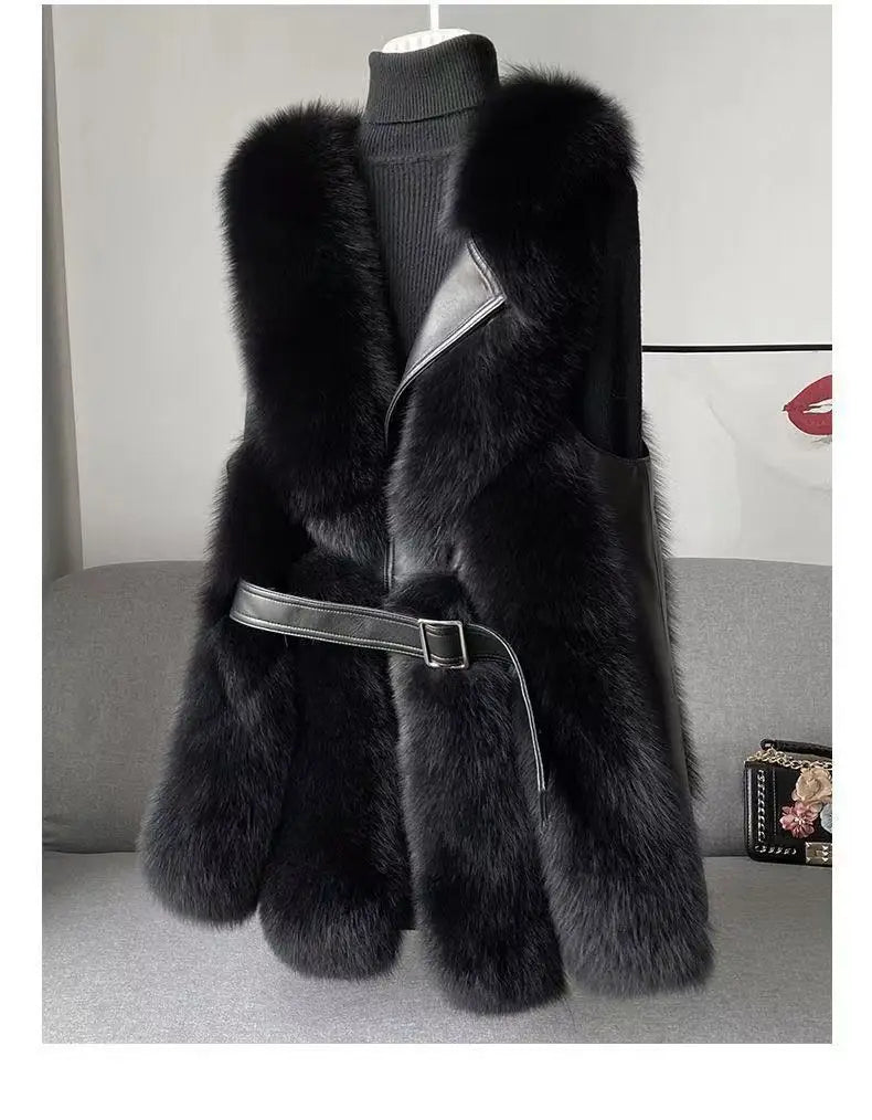 New High imitation fox fur vest for Women Slim Versatile High-end Fashion Young Warm Sleeveless Coat 2025 Autumn/Winter New