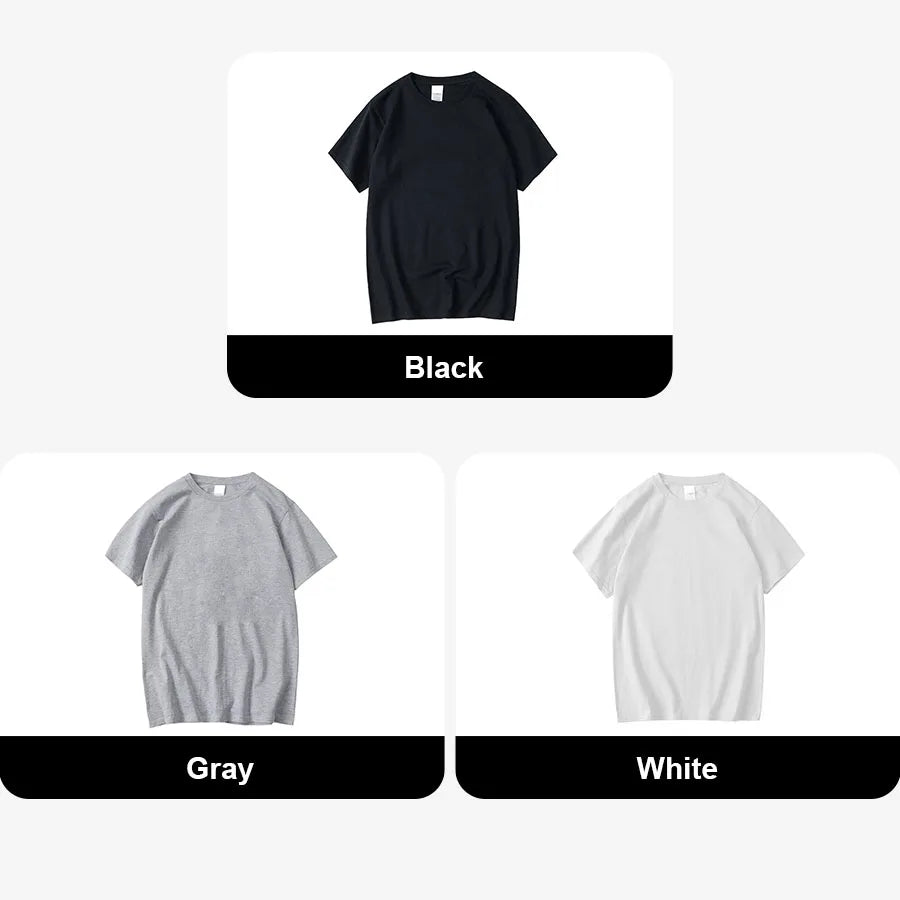 Summer Men's Short Sleeved T-shirt High-Quality Combed Cotton Solid Color Fashion Casual Round Neck Cool Women/Men Tops Loose