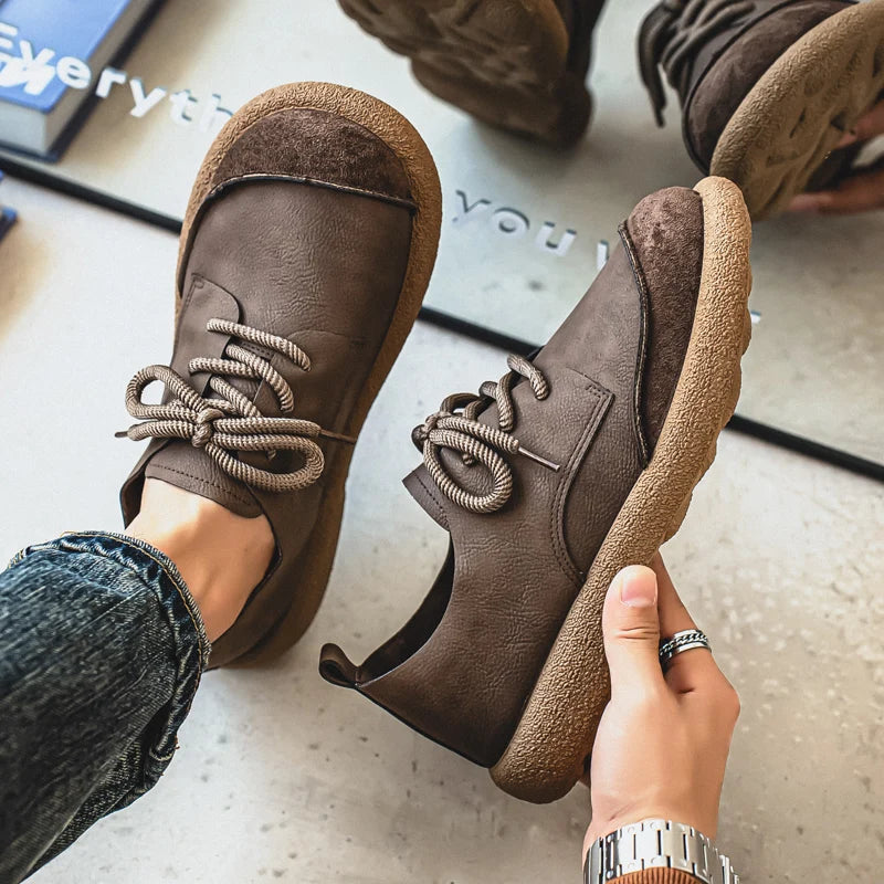 Men's Casual Shoes Comfortable Retro Men's Leather Casual Shoes Men's Fashion Retro Flat Boots for Men Shoes