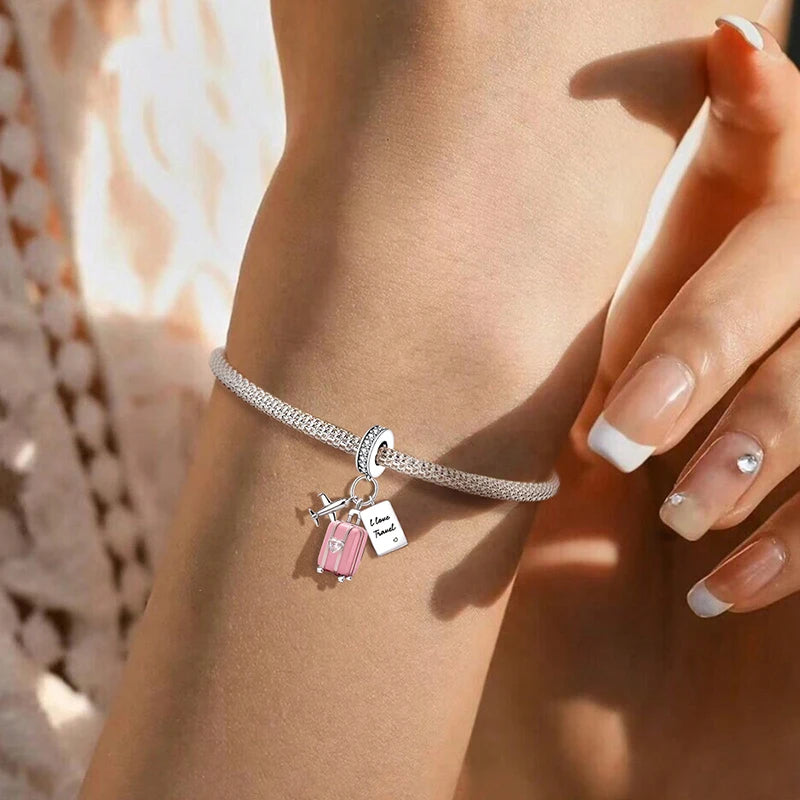 Fit Pan 925 Original Bracelets Love Heart Flower Four Leaf Clover Turtle 925 Silver Charms Beads DIY Birthday Jewelry Gift