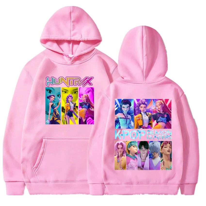 KPop Demon Hunters Huntrix Graphic Hoodies Fashion Hip Hop Hooded Sweatshirts Men's Women Clothing Long Sleeve Pullovers Tops