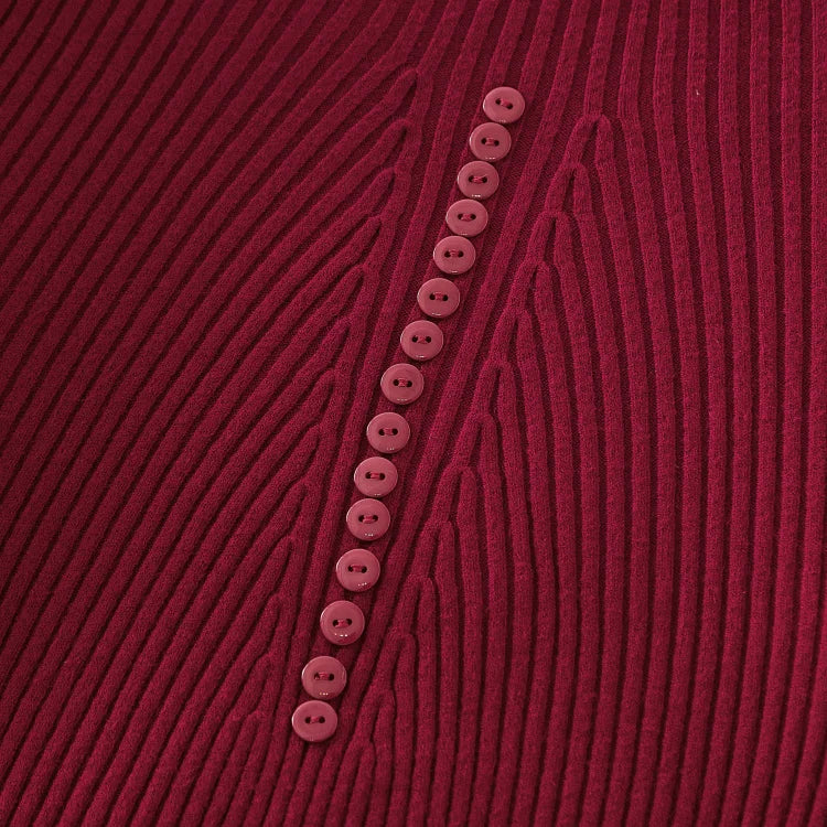 Women Turtleneck Pullovers Autumn Winter Jumper Knitted Basic Top Fashion Solid Color with Button Long Sleeve Ladies Sweater