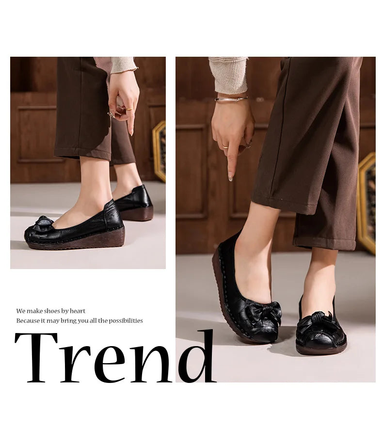GKTINOO 4cm Weave Genuine Leather Flats Platform Wedge Loafer Women Oxfords Vintage Ethnic Summer Comfy Soft Soled Casual Shoes