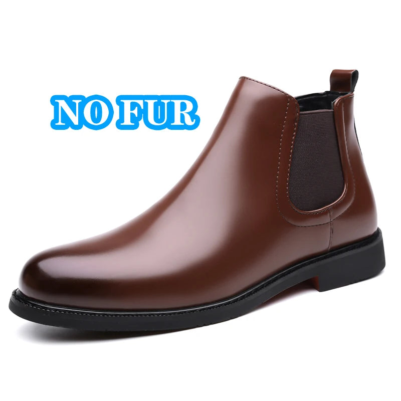 Casual Leather Mens Chelsea Boots Comfortable Male Business Shoes Fashion Men Ankle Boots Classic Outdoor Botas High Top Shoes