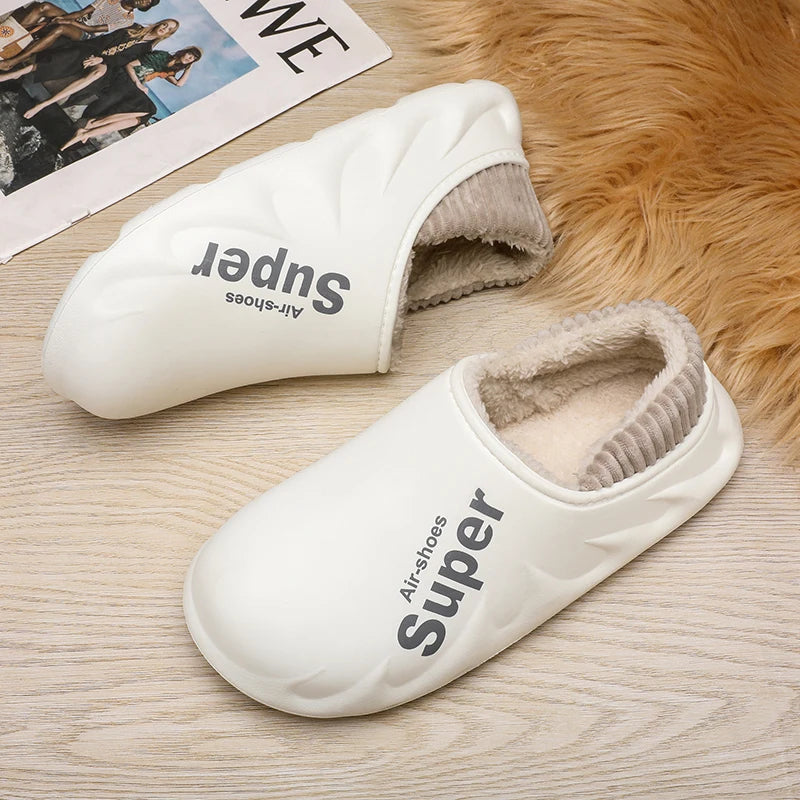 Winter Men Warm Slippers Cotton Slippers Outdoor Indoor Warm Shoes Men's Couple Home Bedroom Plush Slippers Big Size 46 47 48 49