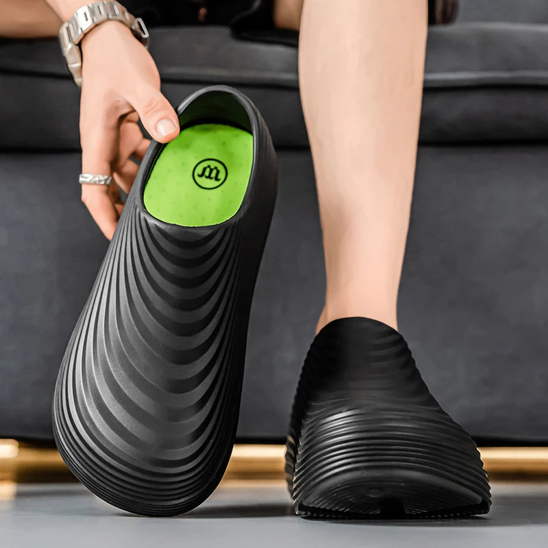 Waterproof Rubber Sandals Soft Comfort Kitchen Chef Shoes for Men Summer Beach Shoes Yacht Outdoor Casual Camping River Creek