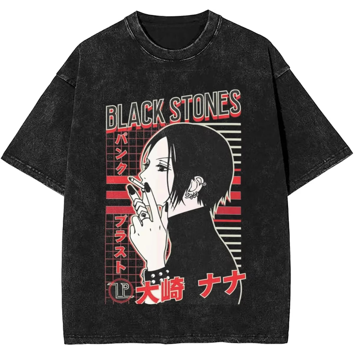 Men's Women Manga Black Stones Nana Vintage Washed T Shirts Trendy Tee Couple Summer Aesthetic Casual Clothing Hip Hop Oversized