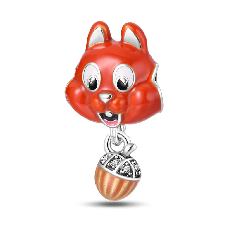 S925 Sterling Silver Owl Squirrel Bear Hedgehog Cute Animal Series Creative Charms Beads Fit Pan Original Bracelets DIY Jewelry