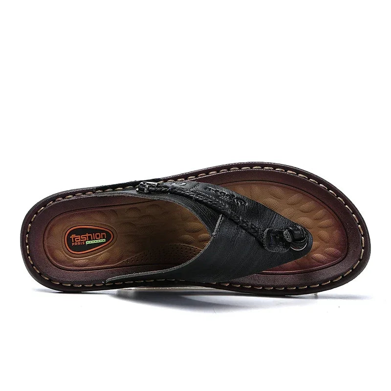 Men Handmade Braided Rope Flip-flops Mixed Colors Low Gang Summer Casual Outdoor Breathable Beach Shoes Non-slip Oxfords Slides