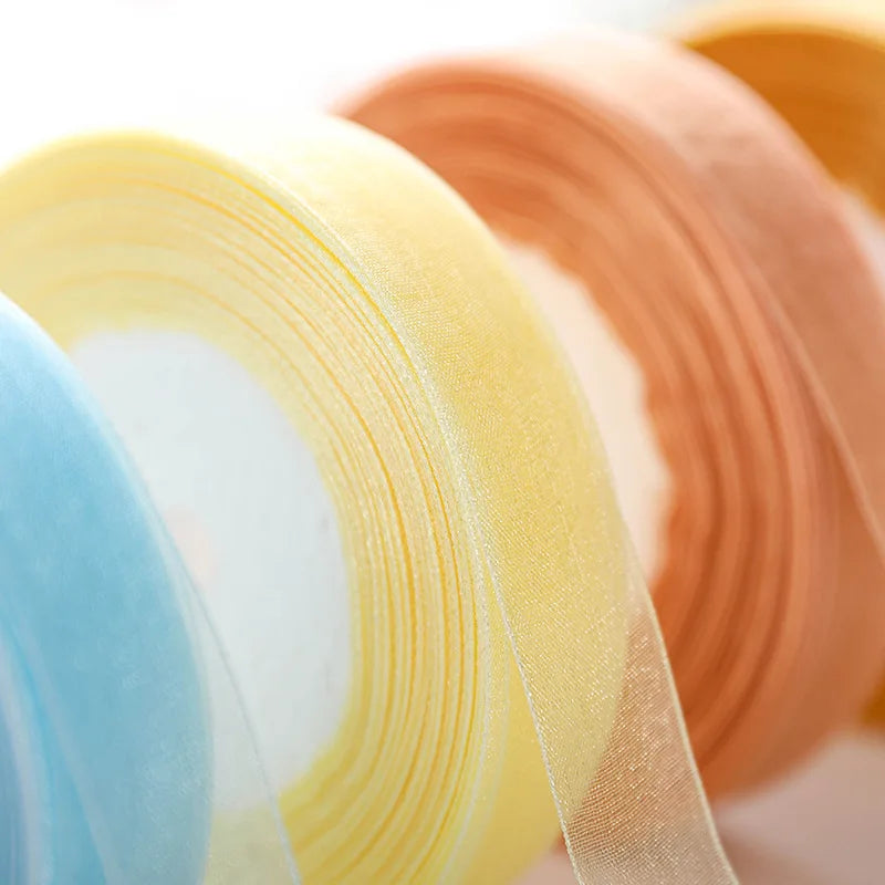 50 Yards Sheer Chiffon Ribbon Organza Lace Ribbons For DIY Crafts Christmas Halloween Wedding Decoration Gift Wrapping Fabric