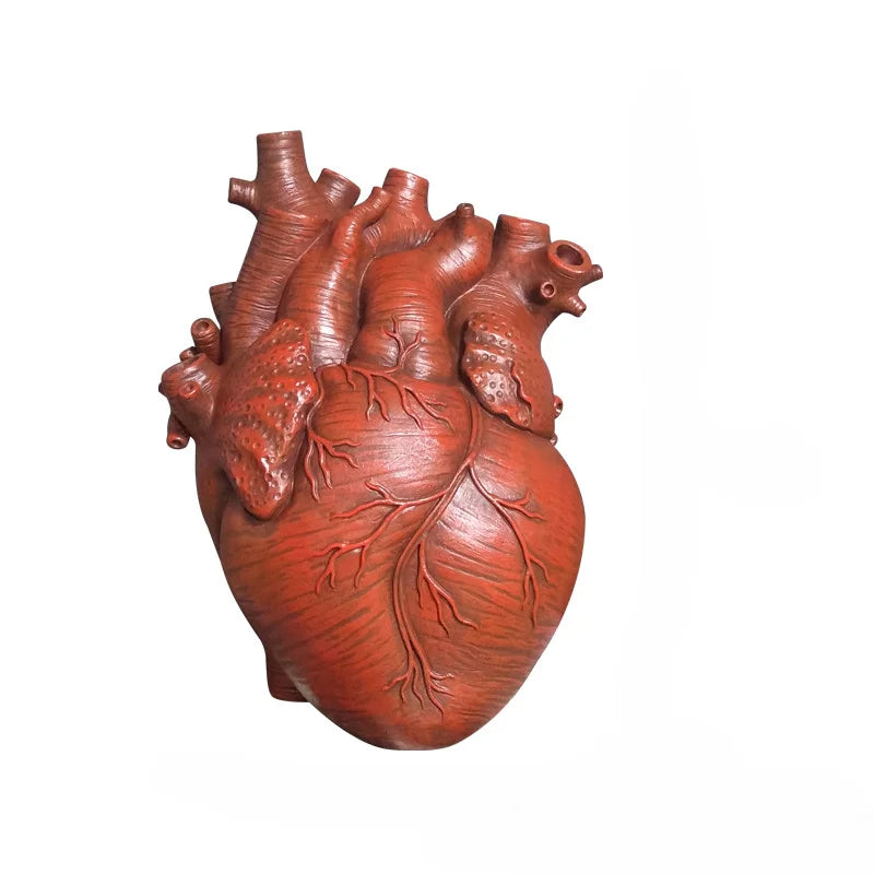 Black Anatomical Heart Vase Halloween Creative Heart Vase Resin Decorative Flower Vessel Modern Art Flower Vessel for Home Decor