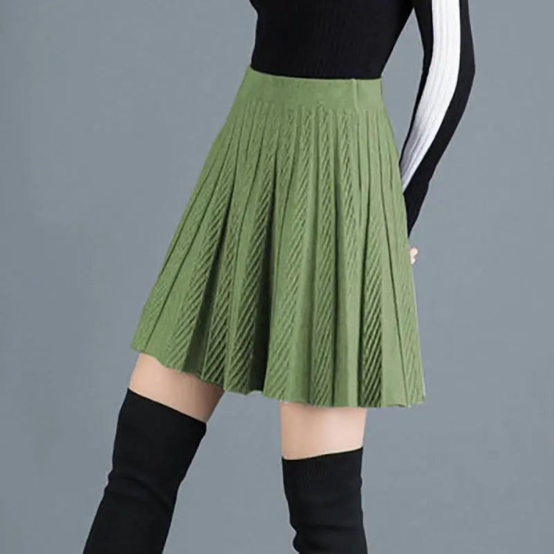 Spring Fashion Korean New Student A-line Half Skirt Women Solid Elastic High Waist Shirring Design Versatile Pleated Half Skirts
