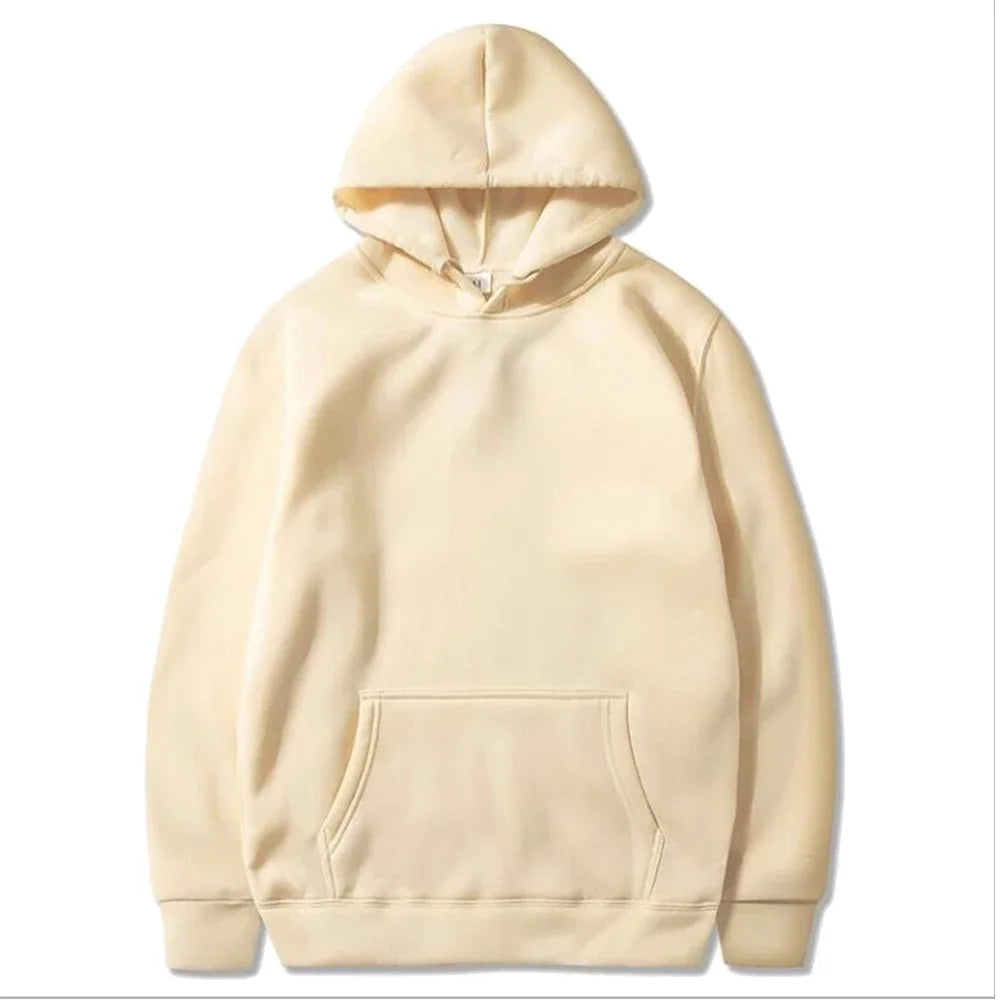 Spring Autumn Men Casual Hoodies Solid Color Fleece Warm Sweatshirts Oversize Male Tops Fashion Hoodie Pullover Multiple Colour