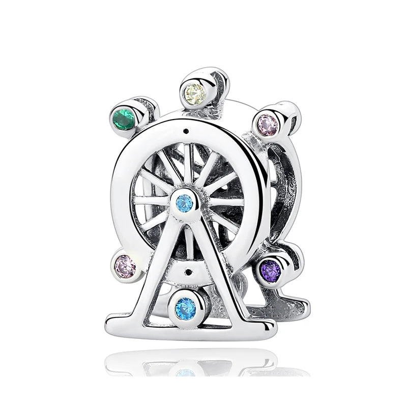 Original 925 Sterling Silver Charms Camera Suitcase London Bus Love Heart Beads Fit Bracelets Necklaces DIY Jewelry Women