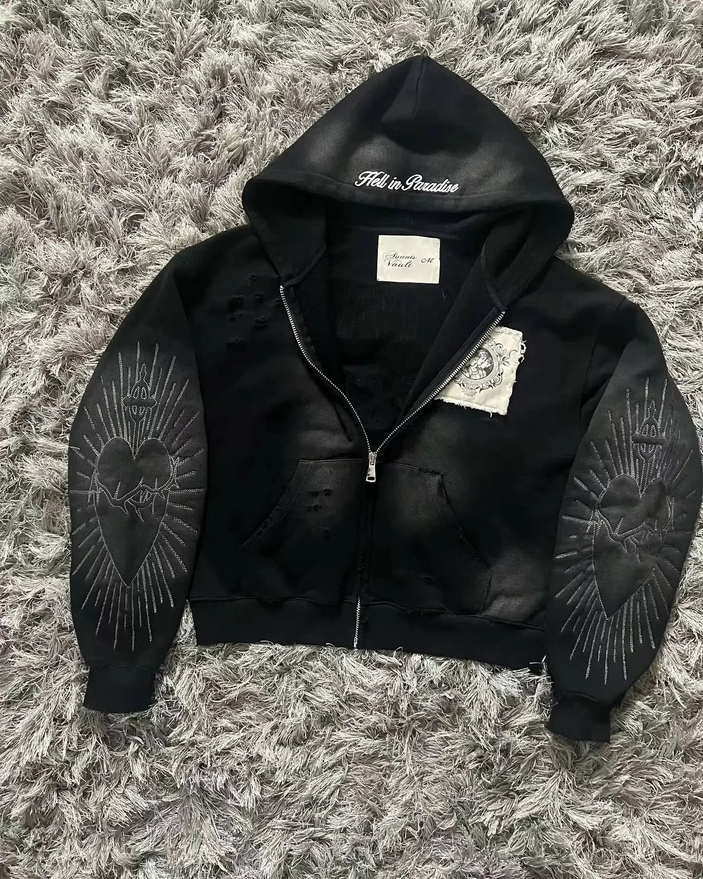 American New Fashion Oversized Print Zipper Hoodie Women Y2K Gothic Harajuku Hip-hop Popular Casual Joker Hoodies Tops